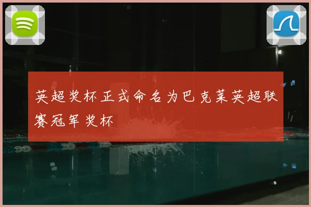 英超奖杯正式命名为巴克莱英超联赛冠军奖杯